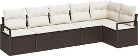 vidaXL Kanapé Szett 6 pcs Barna polirattan