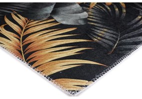 Sötétkék-aranyszínű mosható futószőnyeg 80x200 cm Midnight Leaves – Vitaus