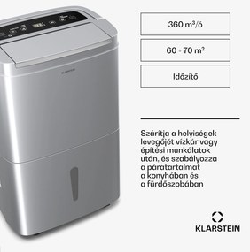 Klarstein DryFy Connect 40 párátlanító, 40 l / nap, 30-45 m², app vezérlés, mobil, víztartály, víztartály