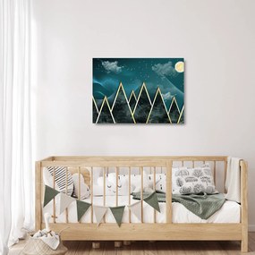 Kép - telihold az arany hegyek felett (üvegen) (70x50 cm)