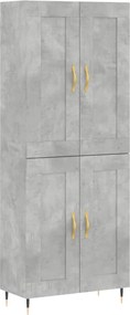 vidaXL betonszürke szerelt fa magasszekrény 69,5 x 34 x 180 cm