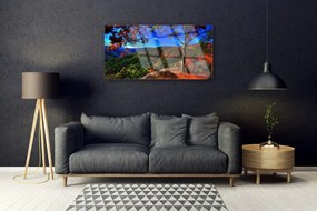 Modern üvegkép Mount Forest Nature 100x50 cm
