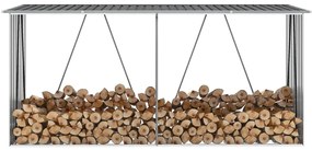 vidaXL antracit horganyzott acél kerti tűzifatároló 330 x 84 x 152 cm