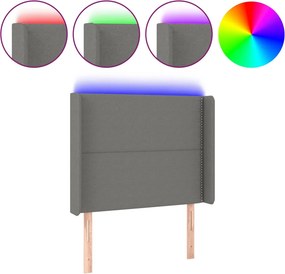 vidaXL sötétszürke szövet LED-es fejtámla 103x16x118/128 cm