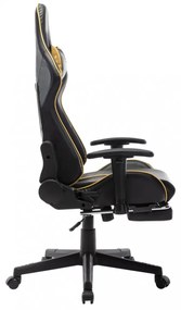 fekete és aranyszínű műbőr gamer szék lábtámasszal