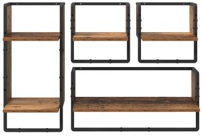 vidaXL Fali polc készlet 4 pcs Öreg fa 65 x 25 x 30 cm Faanyag