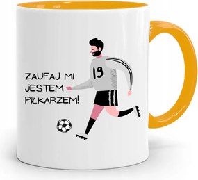 Sárga Bögre Labdarúgónak Bízz Bennem Ajándék fényképes nyomattal