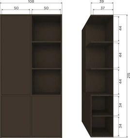Sötétbarna borovi fenyő moduláris szekrény 108x215 cm Meggy – WOOOD