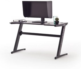 mcRACING Basic 5 gamer íróasztal fekete karbon optika borítással és beépített LED világítással