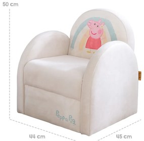 Fehér bársony gyerek fotel Peppa Pig – Roba