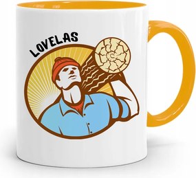 Favágó Bögre Sárga Születésnapi Ajándék fényképes nyomtatással