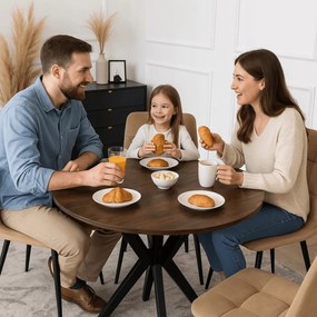 Kerek Étkezőasztal Rusztikus Tölgy/Fekete Színben. LAUREN 90 cm