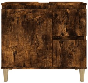 füstös tölgy színű szerelt fa fürdőszobaszekrény 65x33x60 cm