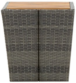 3 részes szürke polyrattan és akácfa bisztrószett
