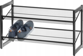 Cipőtartó Állvány Fém 2 Szintes Fekete 42 X 74 X 30,5 CM Előszobába