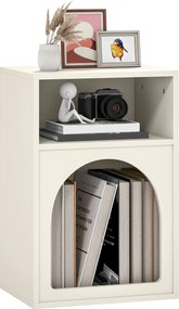 HOMCOM Modern Éjjeli Székpult Szűk Fali Asztal 2 Nyitott Rekesszel, Ívelt Formával, Nappali és Hálószobába 40x30x60 cm Krém | Aosom