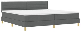 Box Spring Ágy Mattal és LED-del Sötét Szürke 200x200 cm Szövet