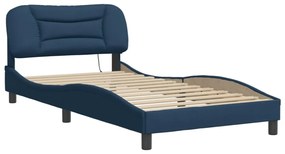 kék szövet ágykeret LED-ekkel matrac nélkül Hvar 100x200 cm
