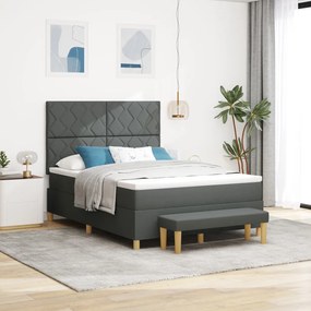 Box Spring Ágy Matraccal és Pad Dark Grey 140x200 cm Szövet
