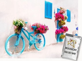 Fotótapéta Flizelina Város Utca Görögország Kerékpár Virágok Nyár 350x250 ragasztó