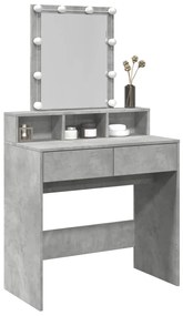 betonszürke fésülködőasztal LED-del 80 x 41 x 144,5 cm
