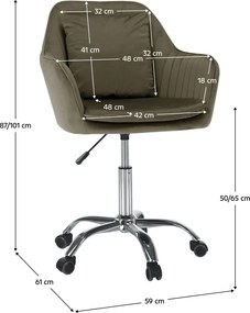 Irodai fotel, szürkésbarna Taupe Velvet anyag/króm, KLIAN