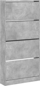 vidaXL betonszürke cipőszekrény 4 kihajtható fiókkal 80x21x163,5 cm