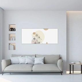 Kép - Bézs virágok pillangóval N⁰4 (120x50 cm)