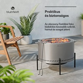Ignite Pure tűzhely, alacsony füstölés, grillrács, rozsdamentes acél, hordozható, esővédő fedél, fogantyúk