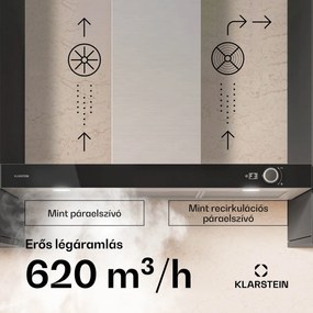 Klarstein AirNova páraelszívó, légvisszavezetés és elszívás, A++ energiahatékonyság, 110 W, 620 m³/h
