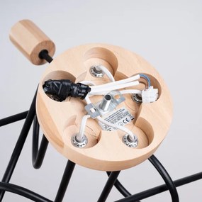 Sollux SL.1478 - Felületre szerelhető csillár EMBER 5xE27/15W/230V fekete/bézs/bükkfa