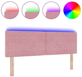 LED fejvédő kristály gombos tűzéssel Rózsaszín 80 cm bársonyos