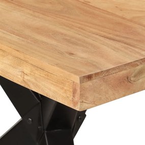 Fekete tömör akácfa étkezőasztal 180 x 90 x 77 cm