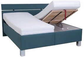 ALIS kárpitozott ágy tárolóval, matrac nélkül, 180x200 cm, petrolkék