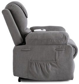 Elektromosan Vezérelhető Masszázsfunkciós Relaxfotel Szürke Színben, Felállást Segítő Funkcióval. FENIX
