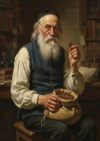 Vászonkép Zsidó Portré Zsidó Pénzzel A Boldogságért . 70x50cm