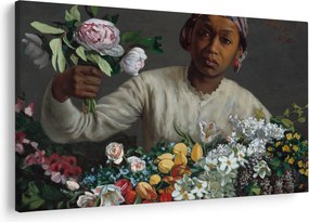 Kép - Frédéric Bazille, Young Woman with Peonies, reprodukciók (90x60 cm)