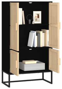 fekete szerelt fa magasszekrény 70 x 35 x 125 cm