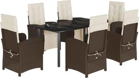 vidaXL 7 részes barna polyrattan kerti étkezőgarnitúra párnával