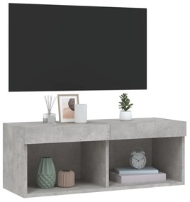 betonszürke TV-szekrény LED-világítással 80 x 30 x 30 cm