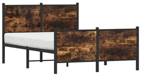 füstös tölgy színű fém ágykeret matrac nélkül 120 x 200 cm