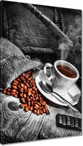 Vászonkép 80x120 Fekete-fehér kávés kép