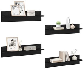 vidaXL Falpolcok 4 pcs Fekete tölgy 80 x 11,5 x 18 cm Faanyag