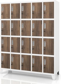BHP szociális szekrény rekeszekkel, fehér / dió, 1360x1720x450 mm: ROBERT Eco Design