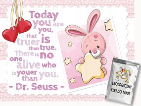 Fotótapéta Flizelina Gyerekeknek Rózsaszín Nyuszi Felirat 350x250 ragasztó