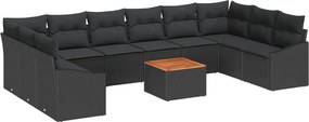 vidaXL Kerti Kanapé Szett tárolóval 11 pcs Fekete polirattan