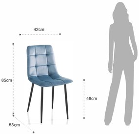 Kék bársony étkezőszék szett 2 db-os Faffy – Tomasucci