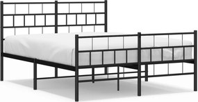 vidaXL fekete fém ágykeret fej- és lábtámlával 120 x 190 cm