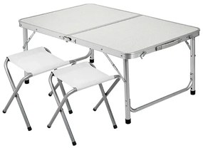 Hordozható összecsukható kemping szett, 2 személyes, 90 x 60 70 cm, (kempingasztal + 2 szék)