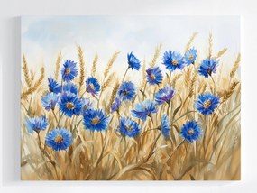 Poszter Akvarell Falu Mező Gabona Búzavirág 80x60